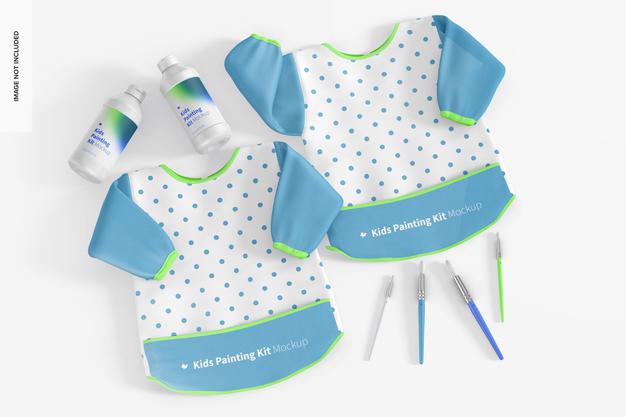 Kids Painting Kits Scene Mockup Psd