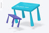 Kids Plastic Table Mockup, Falling Psd