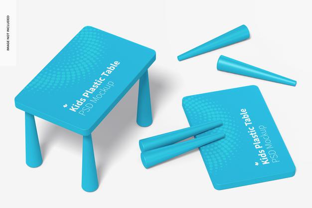 Kids Plastic Table Mockup, Top View Psd