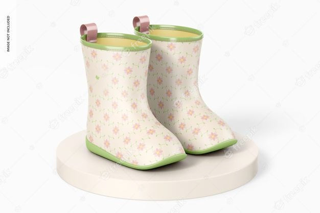 Kids Rain Boots Mockup, On Surface Psd