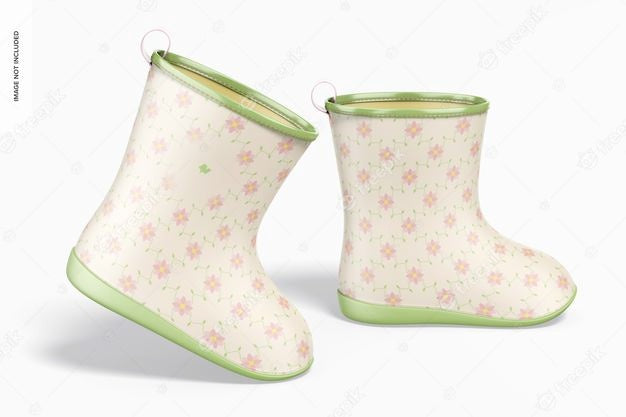 Kids Rain Boots Mockup, Right View Psd