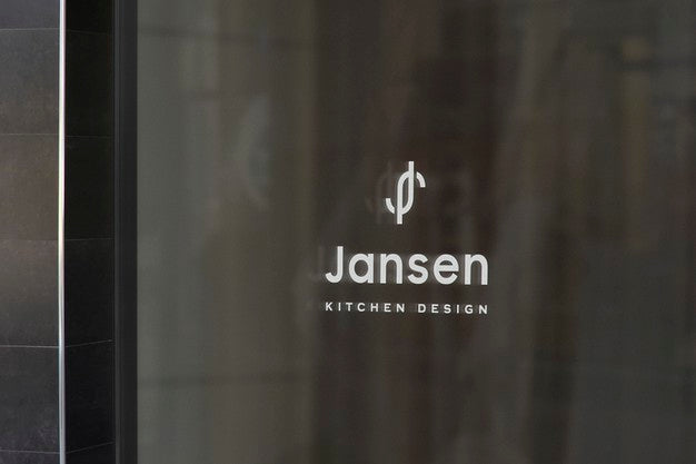 Kitchen Design Window Sign Logo Mockup Psd