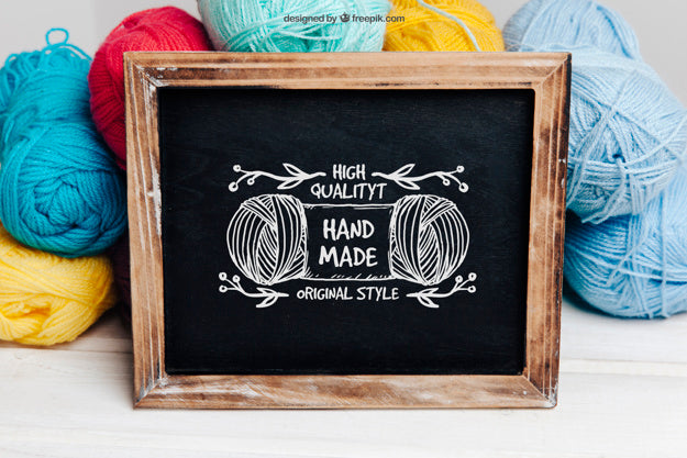 Knitting Concept With Slate Psd