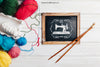 Knitting Concept With Sticks On Slate Psd