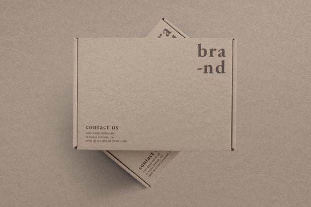 Kraft Box Packaging Mockup In Brown Advertisement Psd