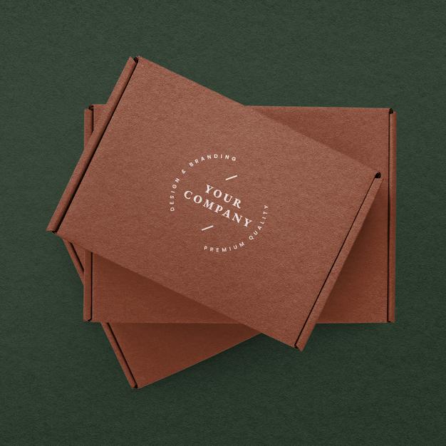 Kraft Box Packaging Mockup In Red Advertisement Psd