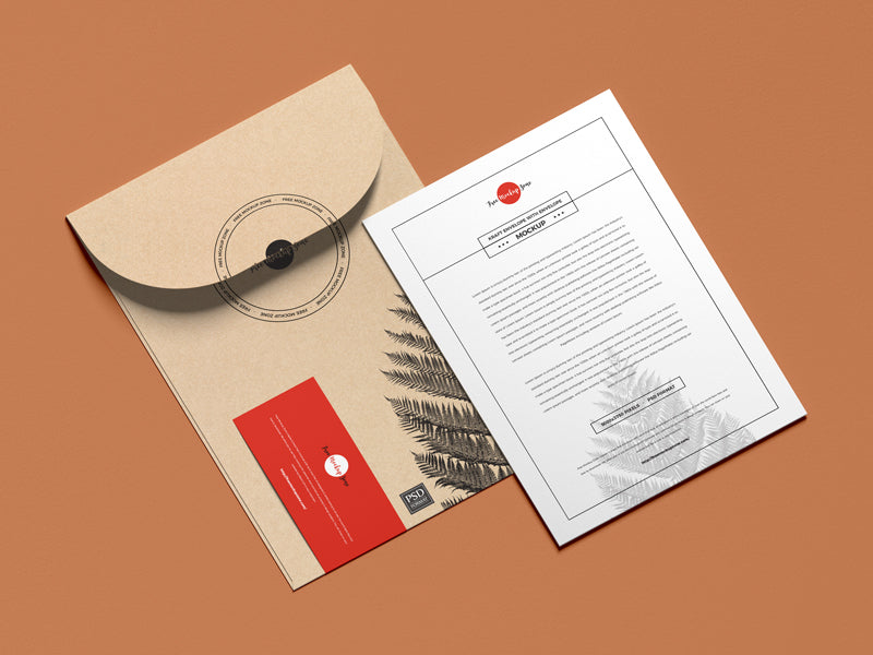 Kraft Envelope With Invitation Mockup