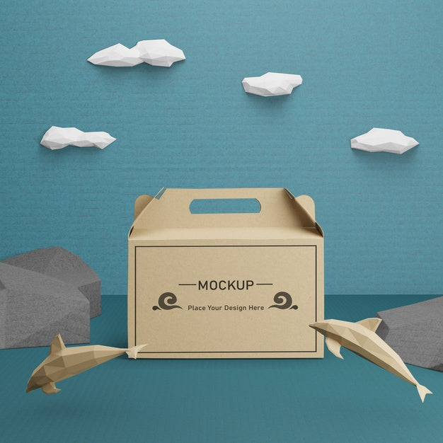 Kraft Paper Bag For Ocean Day With Mock-Up Psd