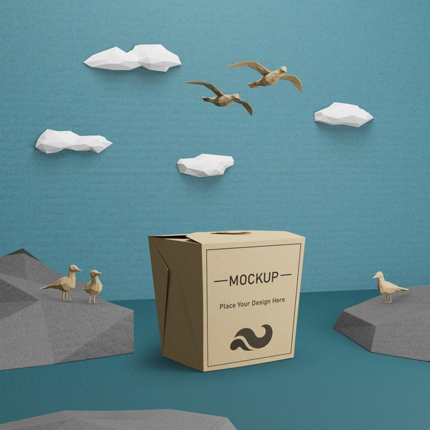 Kraft Paper Bag For Ocean Day With Mock-Up Psd