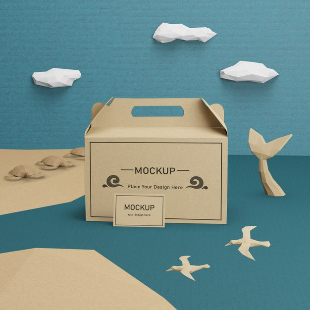 Kraft Paper Bag For Ocean Day With Mock-Up Psd