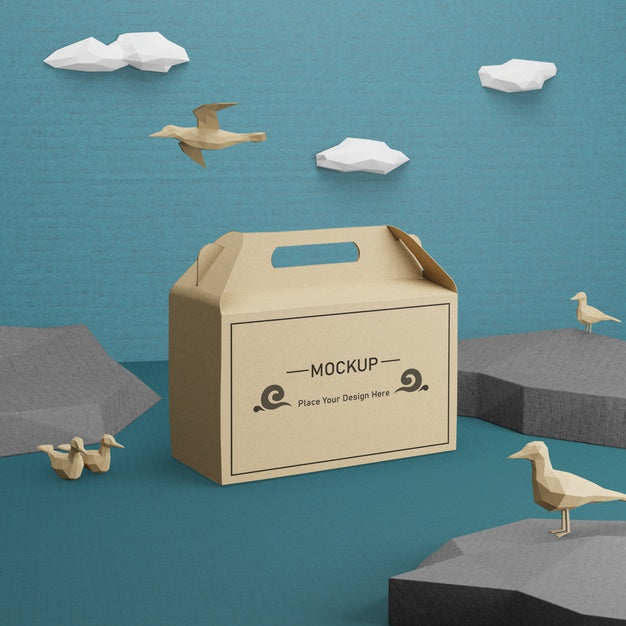 Kraft Paper Bag For Ocean Day With Mock-Up Psd
