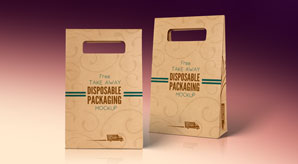Kraft Paper Disposable Food Bag Packaging Mockup Psd