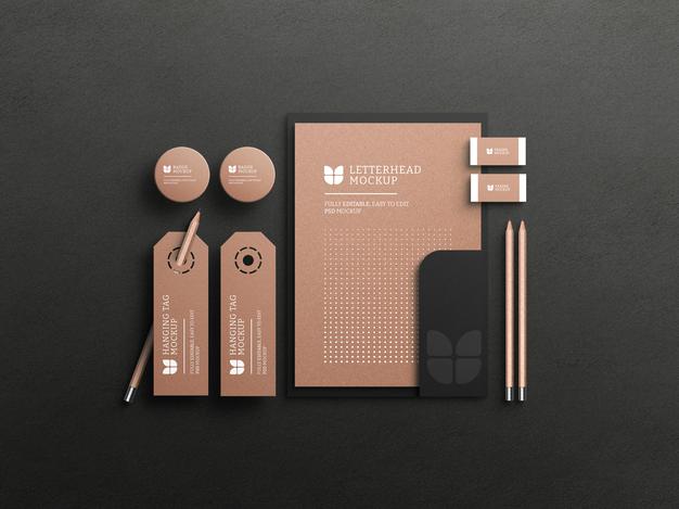Kraft Paper Letterhead With Hanging Tag Mockup Psd