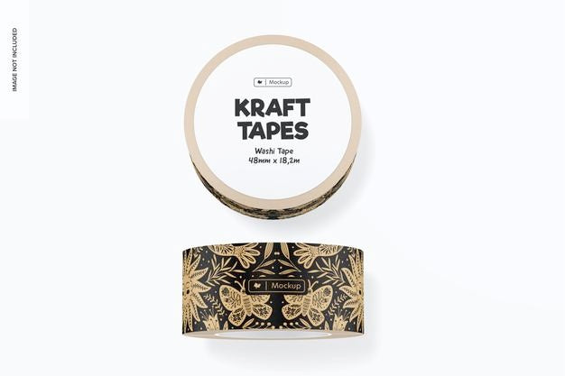 Kraft Tapes Mockup, Top View Psd