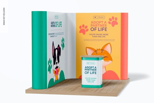 L Shaped Pop Up System Mockup Psd