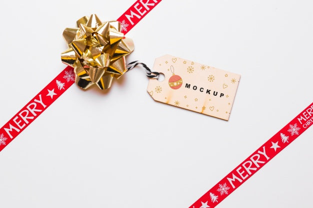 Label Mockup With Christmas Concept Psd