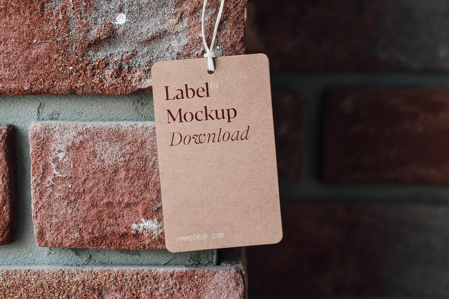 Label On Brick Wall Mockup