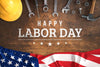 Labor Day Mockup With Hand Tools And American Flag Psd