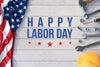 Labor Day Mockup With Hand Tools And American Flag Psd