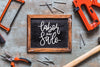 Labor Day Mockup With Slate And Tools Psd