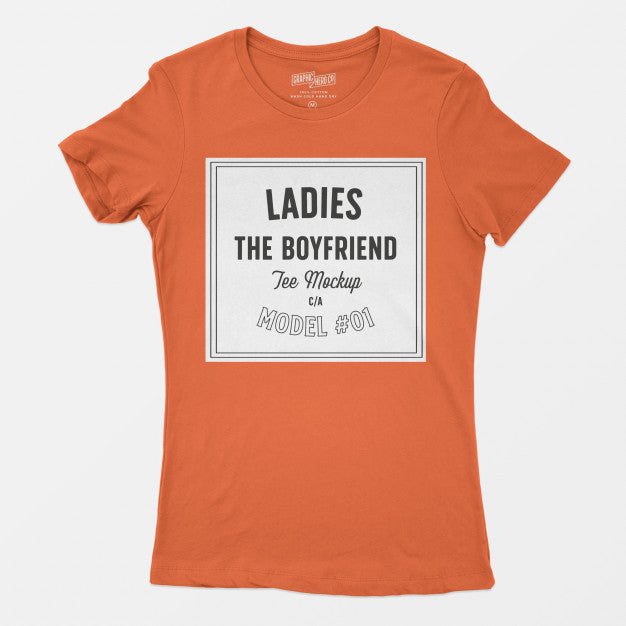 Ladies The Boyfriend Tee Mockup Psd
