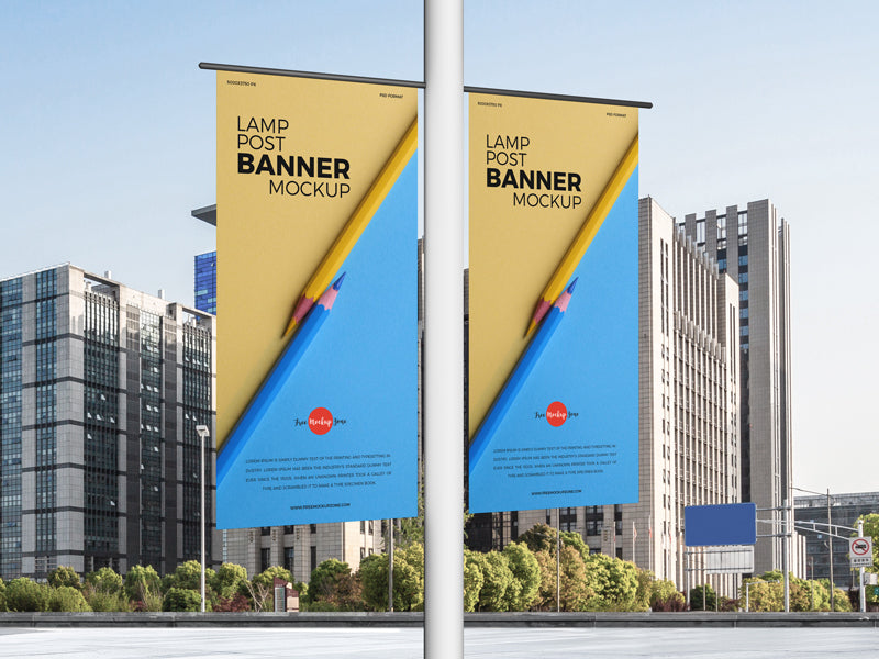 Lamp Post Banners Mockup