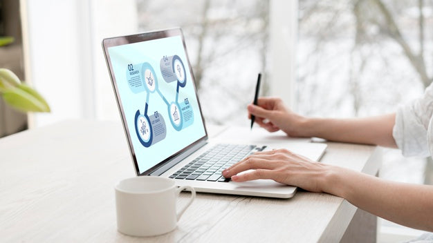 Lancer Working On Laptop With Mock-Up Psd