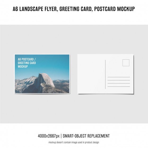 Landscape Flyer, Postcard, Greeting Card Mockup Psd