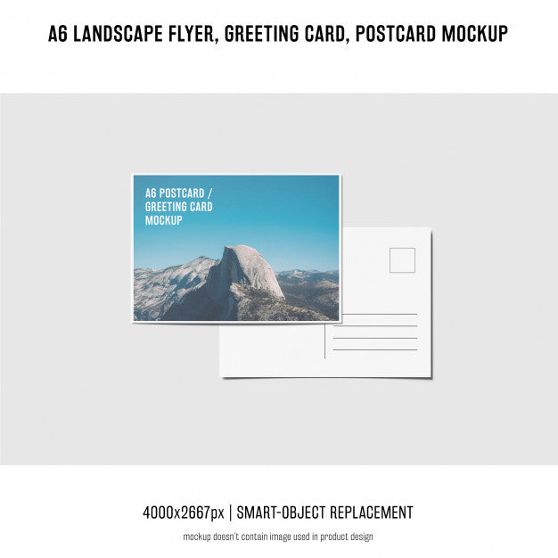 Landscape Flyer, Postcard, Greeting Card Mockup Psd