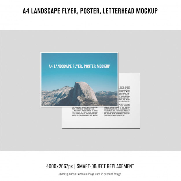 Landscape Flyer, Poster, Letterhead Mockup Psd