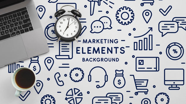 Laptop And Clock On Desk Copy-Space Psd