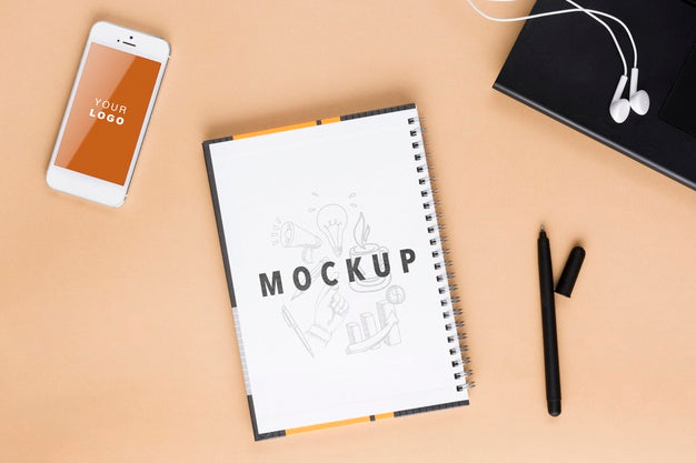 Laptop And Notebook On Workspace Psd