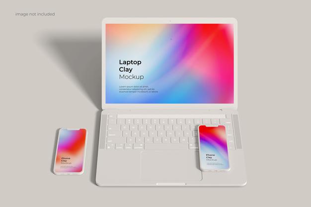 Laptop And Smartphone Clay Mockup Psd