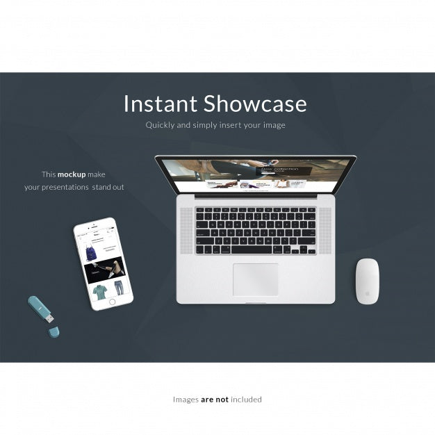 Laptop And Smartphone On Dark Background Mock Up Psd