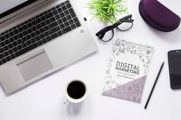 Laptop Coffee And Notebook Mock-Up Psd
