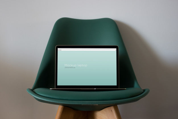 Laptop Mockup On Chair Psd