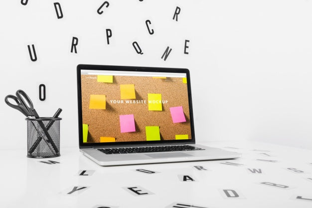 Laptop Mockup On Desk Psd