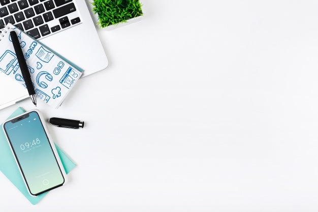 Laptop Mockup On Office Desk Psd