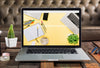 Laptop Mockup On Wooden Table Psd