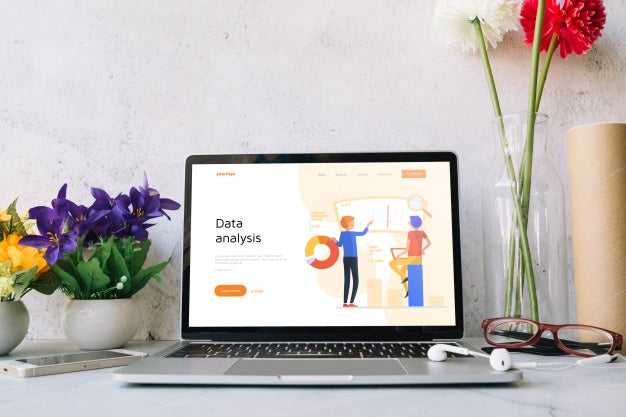 Laptop Mockup On Workspace Table Psd