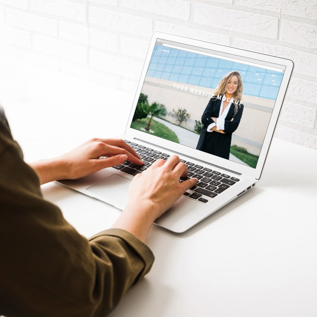 Laptop Mockup With Arms Psd