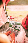 Laptop Mockup With Camping In Nature Concept Psd
