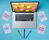 Laptop Mockup With Notes Psd