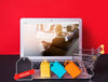 Laptop Mockup With Online Shopping Concept Psd