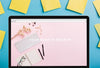 Laptop Mockup With Post Its Psd