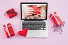 Laptop Mockup With Valentines Day Elements Psd