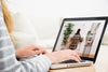 Laptop Mockup With Woman Working At Home Psd