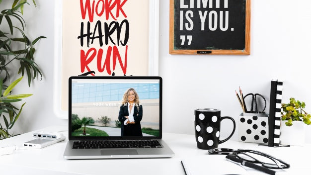 Laptop Mockup With Workspace Composition Psd