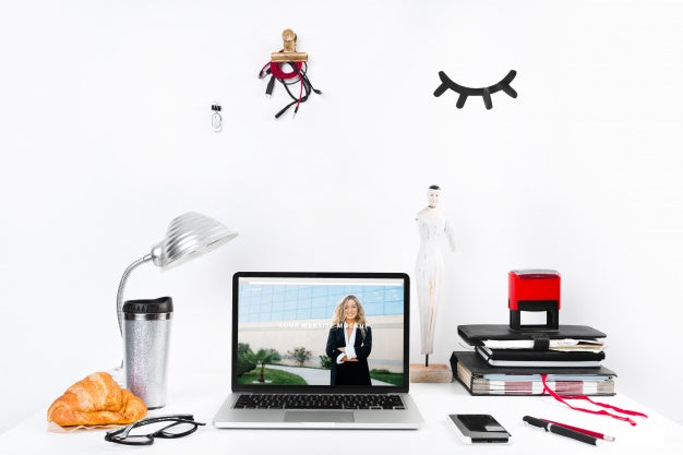 Laptop Mockup With Workspace Composition Psd