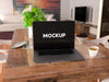 Laptop On A Table Mock Up Design Psd